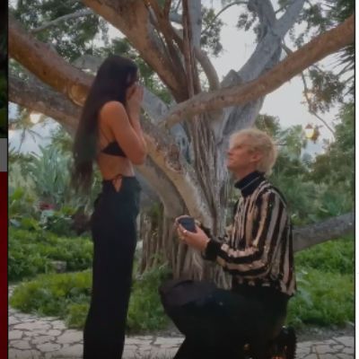 Photo of Machine Gun Kelly and Megan Fox during their engagement ceremony.